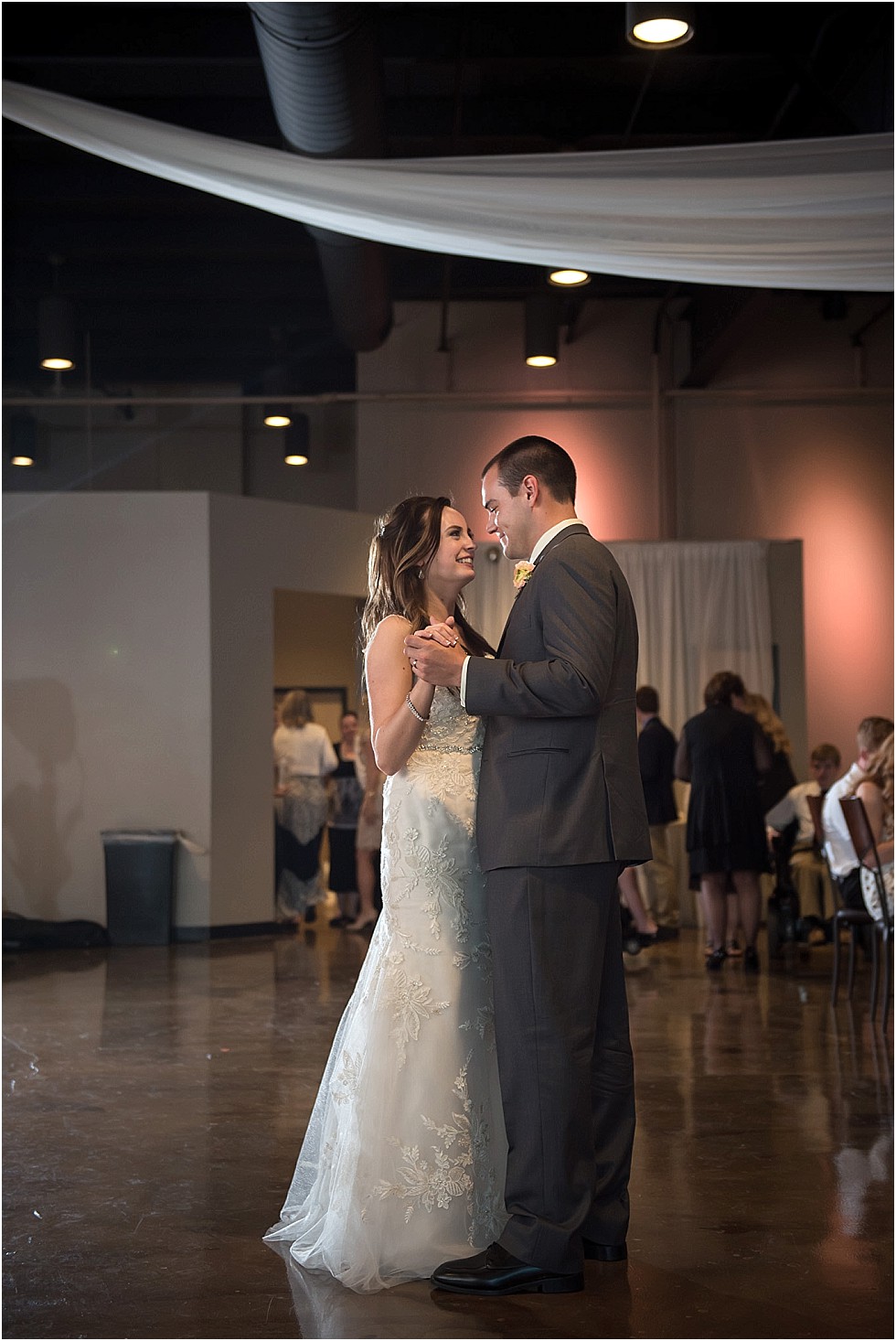 bride and groom first dance at A View On State Omaha