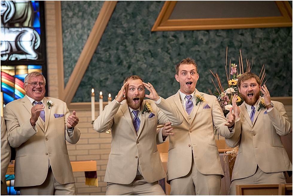groomsmen brothers funny reaction seeing bride for first time