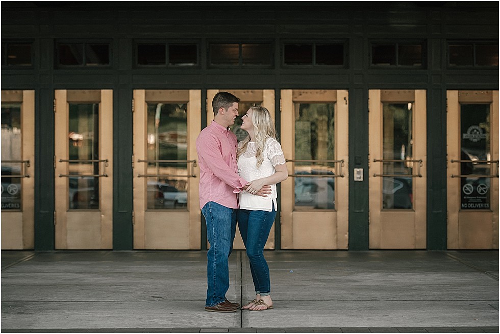 engagement shot in front of Union Station