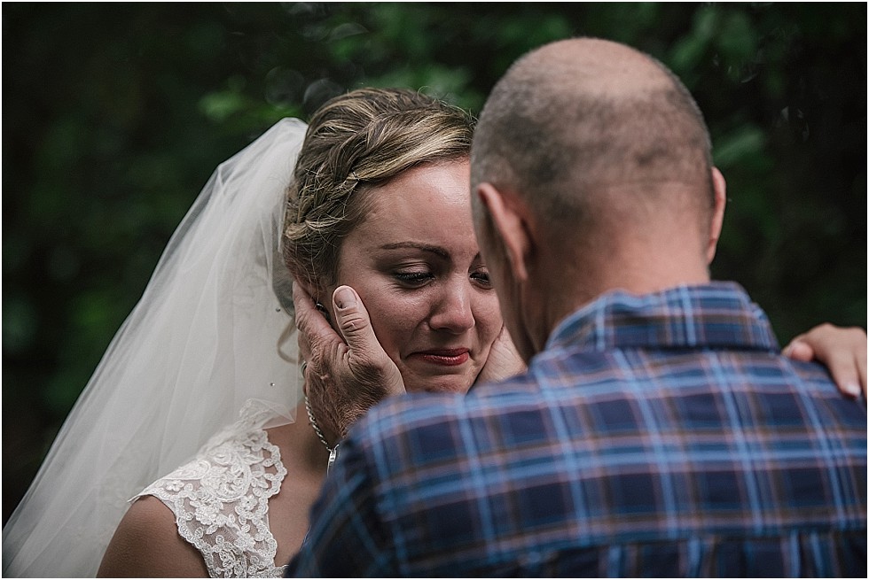 bride crying with dad