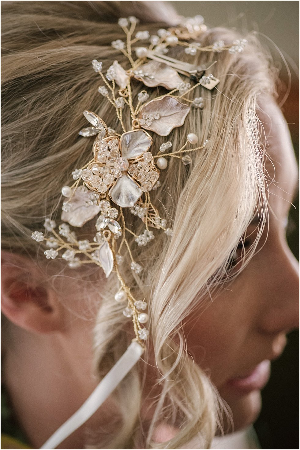 close up of hair jewels